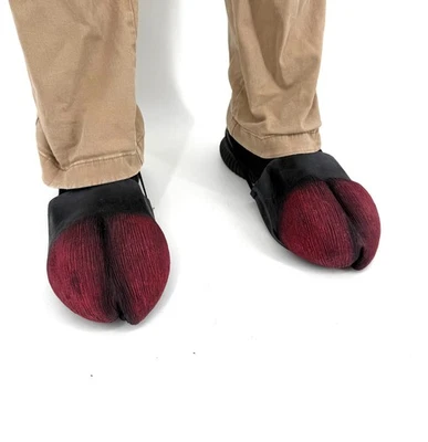 Cascos Rojos Cascos Diablo Demonio Criatura Bestia Látex Zapatos Cubiertas Disfraz Pies Foto 1 de 4