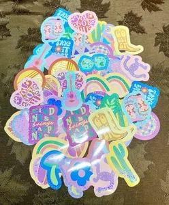 Medium Vinyl Glitter Sticker Lot Of 60 With Hippie Vibes Creatology Brand #1 - Picture 1 of 7