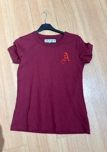 T-Shirt Damen Mode Basic Bordeauxrot Logo Buchstabe Casual Gr. S NEU - Picture 1 of 1