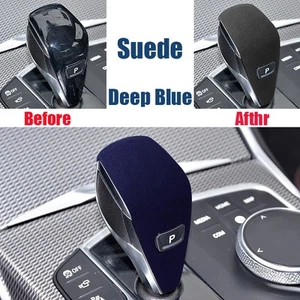 Deep Blue Suede Leather Car Gear Shift Knob Cover Trim For BMW X3 X4 Z4 F40 G20 - Bild 1 von 5