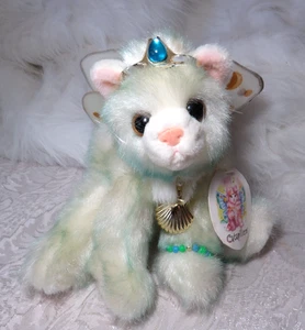 AURORA CATAPILLERS PLUSH LIGHT GREEN CAT "MARINA" WITH TAG JEWELED WINGS JEWELRY - Picture 1 of 17