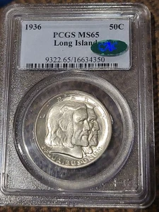 1936 Long Island Silver Half Dollar PCGS MS65 CAC Lustrous Gem!!! Old Holder!!! - Picture 1 of 2