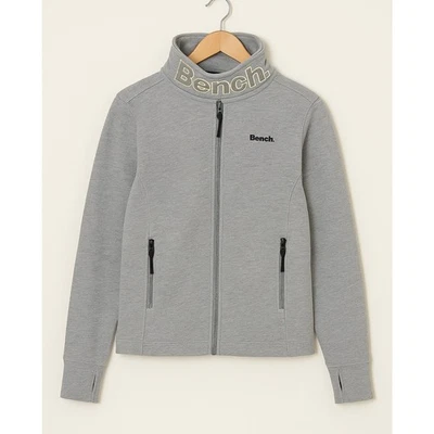 Chaqueta Bench para mujer gris jaspeado cremallera completa talla 12 UK/M cuello embudo logotipo Foto 1 de 4