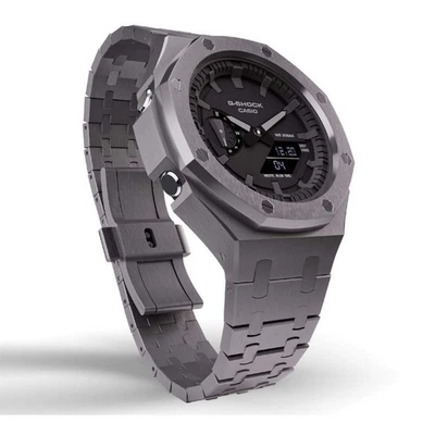 Casioak Mod Custom Watch Casio G-Shock GA-2100 Gunmetal Grey Case Band GA2100 - Image 1 of 4