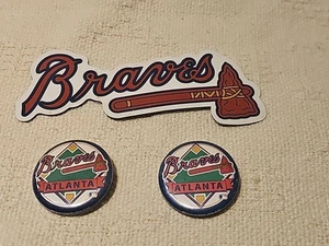 Atlanta Braves Konvolut 3 Vintage Pin Buttons und Magnet  - Bild 1 von 4