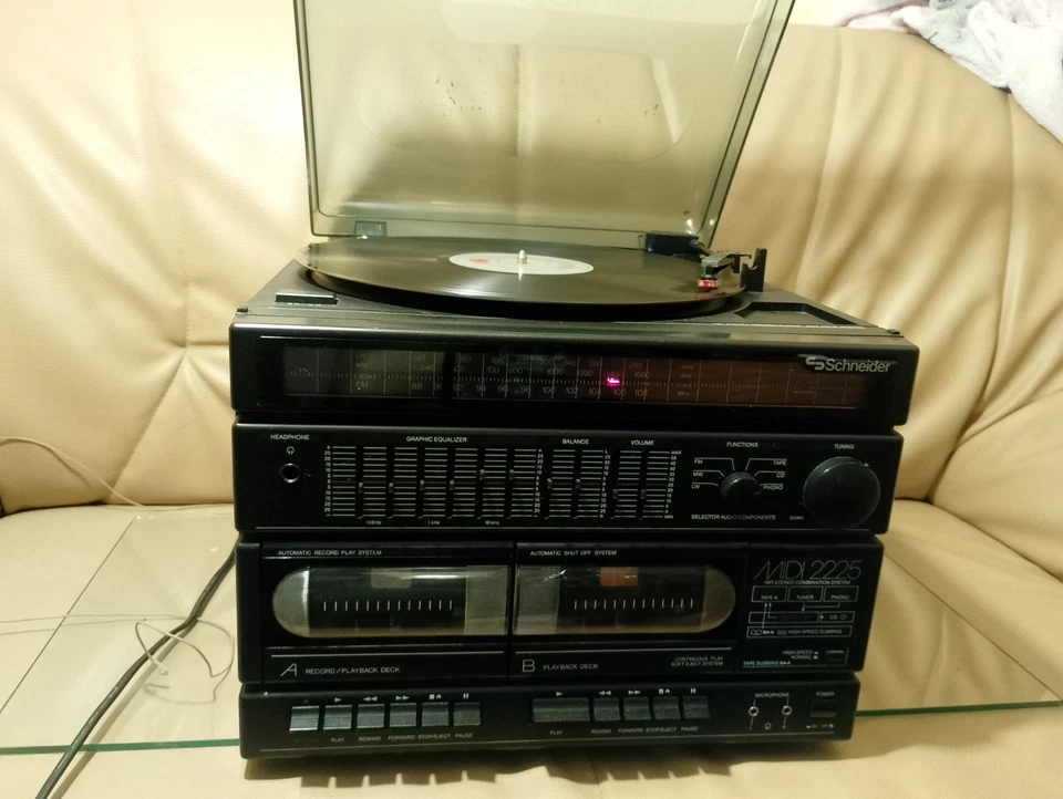 Schneider Midi 2225 Stereoanlage RARITÄT 1988 Plattenspieler Doppel Tape Tuner - Bild 1 von 4