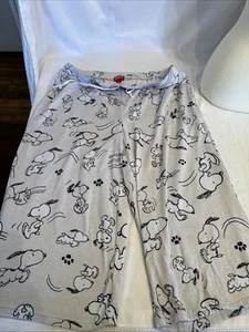 PEANUTS Sz L Snoopy Capri Lounge Pajama Pants - Picture 1 of 5