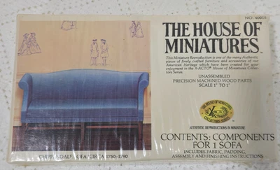 House of Miniatures 40015 Chippendale диван набор масштаб 1:12 - новый в коробке (разорванная печать) - Изображение 1 из 4