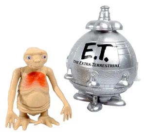 E.T. white-knob walking wind-up extraterrestrial + spaceship viewer - Bild 1 von 8