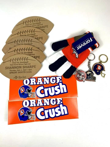Denver Broncos helmet keychains John Elway Shannon Sharpe Orange Crush sticker Cover