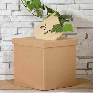 Briefbox / Geschenkbox - Gästebuch Hochzeit Vintage Kraft Braun 20 x 20 x 20 cm - Bild 1 von 2