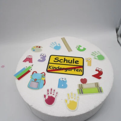Tortendeko Einschulung eßbar Tortenaufleger Schule Schulanfang Eßpapier - Bild 1 von 4