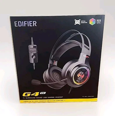 Edifier G4 TE Gaming 7.1 Surround Sound Headset USB Black Microphone RGB colors - Image 1 of 4
