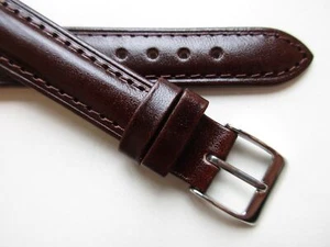 Brown glossy classic 16 MM calf-leather watch band strap - Picture 1 of 5