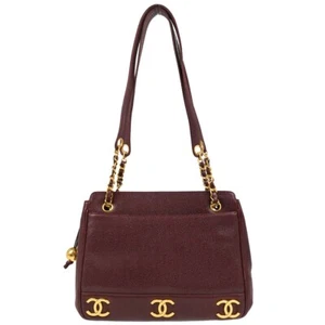 Chanel Bordeaux Calfskin Triple CC Shoulder Tote Bag 165126 - Picture 1 of 11