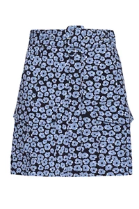 Glamorous Dusty Blue Mini Floral Belted Mini Skirt - Picture 1 of 6