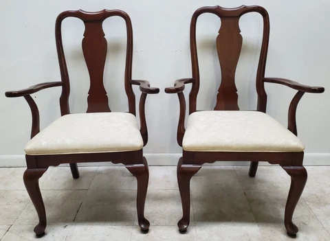 Ethan Allen Dining Room Arm Chairs Georgian Court Cherry Chippendale Pair Cover