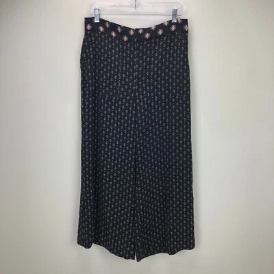 Pantalones de vestir Loft para mujer talla 6 (cintura 32") estampado negro pierna ancha tobillo poliéster Foto 1 de 4