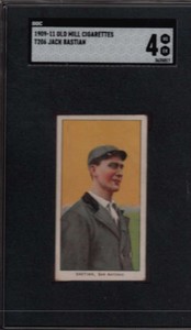 1909 T206 WHITE BORDER OLD MILL JACK BASTIAN SGC 4 VG-EX GGR5346