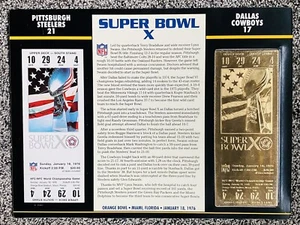 22KT GOLD SUPER BOWL X 10 TICKET Willabee Ward Cowboys Steelers - Picture 1 of 2