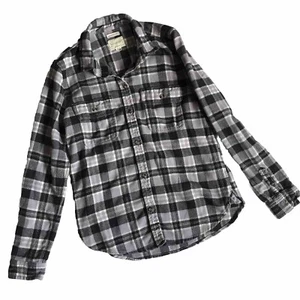 American Eagle Ahh - erstaunlich weiches kariertes Flanellhemd klassische Passform S schwarz flieder - Bild 1 von 12