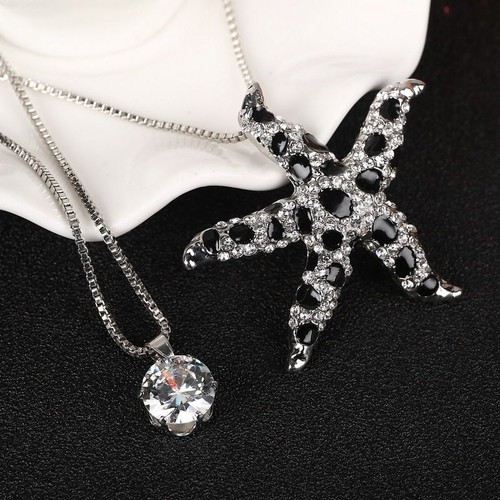 VETEMENTS Collane Pesci Catena Lunga Ciondolo Cristallo Argento Collana Donna Gioielli