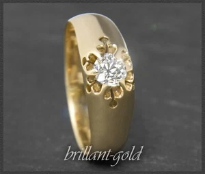 Diamant Ring, 0,54ct lupenreiner Antik Kissenschliff Brillant, 585 Gold, um 1900 - Bild 1 von 8