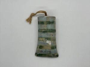 Bolsillo de pared de cerámica de estudio de 4,5" x 2" arte de plantas de aire pared a rayas azul verde - Imagen 1 de 11