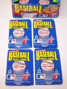 1986 Donruss Baseball Puzzle & Card Sealed Wax Packs Hank Aaron Puzzle Lot of 4