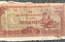 WWII Japanese Invasion Money BURMA 100 Rs 1940s  Banknote Paper Currency