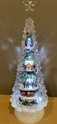 Roman 11.5" Icy Crystal LED B/O Rotating Musical Train Christmas Tree Decor - Image 1 of 4