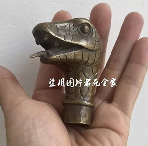 Statua serpente in ottone bastone da passeggio manico testa canna collezione strumento fai da te - Foto 1 di 5