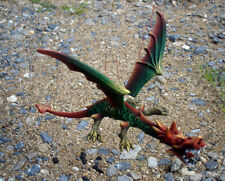 Green Red Flying Hanging Dragon Mobile Art Hand Carved Fantasy Wing Magic Fairy