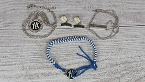 NEW YORK YANKEES MLB CHARM & BAR NECKLACES & EARRINGS AND CHARM BRACELET "NEW" - Picture 1 of 9