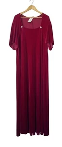 Maxi Vestido Rojo Terciopelo Siluetas De Colección Talla 26 Adornado Lagenlook Fiesta de Vacaciones - Imagen 1 de 10