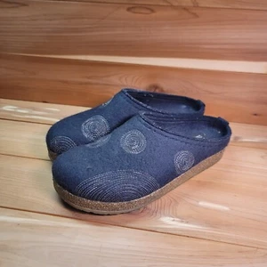 Haflinger Shoes Womens 7 Grizzly Spirit Pure Wool Clog Navy Blue Swirl - Picture 1 of 10