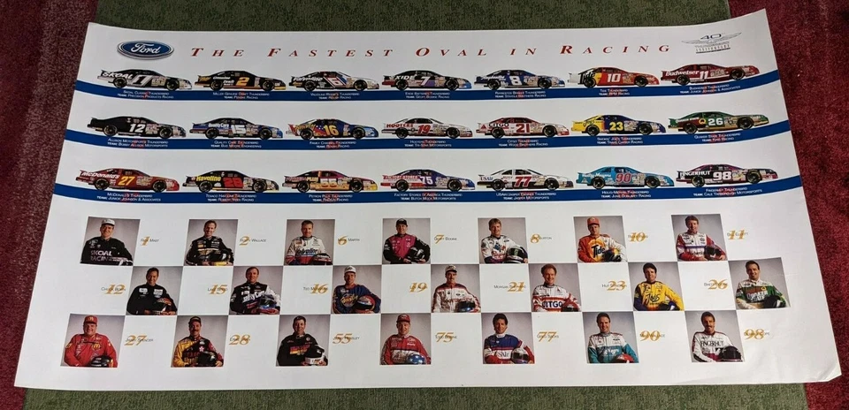 FORD - THE FASTEST OVAL IN RACING - 40TH THUNDERBIRD ANNIVERSARY POSTER - Image 1 of 4