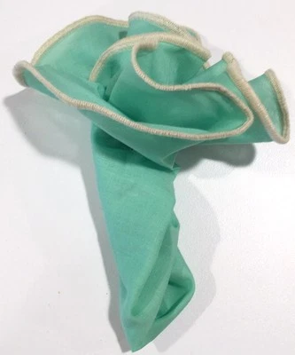 Pocket Square Round Mint Green With Ivory Stitched Borders By Squaretrapny.com - Image 1 of 4