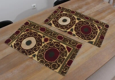 Suzani Pillow Cover Uzbek SET of 2 pcs 15.75" x 27.95" FREE Fast Shipment 13897 - Image 1 of 4