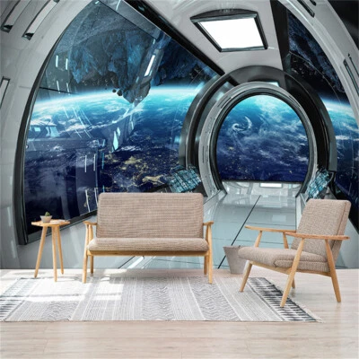 3D Futuristic Spaceship Interior View Wall Murals Wallpaper for Bedroom Decor - Image 1 of 4