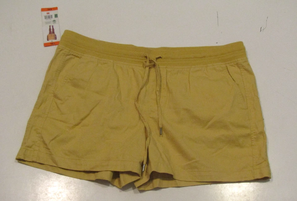 Orvis Women Shorts Denim Cotton 4" Inseam Elastic Waist Drawstring Yellow XXL