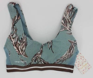 Neu mit Etikett Free People "Serene" Softschalen-Bralette, Sport-BH, türkis/braun bedruckt, XS - Bild 1 von 6