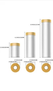 3 Combo Size Masking film with tape (22in, 44in, 55in X 82 ft) - Picture 1 of 4