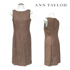 Vintage 00s ANN TAYLOR Womens 4P 4 PETITE Wool Pencil Dress Sheath Lined Slit - Picture 1 of 22