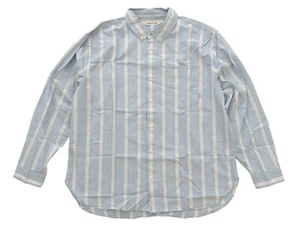 Urban Outfitters Mens L Blue/White Corey Wide Stripe Oversized Dress Shirt - Picture 1 of 4