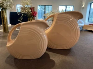 Vintage Set Of 2 Pink Fiesta Pitcher USED For Display Only Large Small 5.5” & 7” - Picture 1 of 12