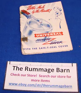 vintage UNIVERSAL minute savor PRESSURE COOKER MANUAL guide - Picture 1 of 2