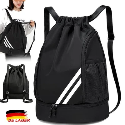 Sport Rucksäck Damen Sportbeutel Kordelzug Turnbeutel Herren Basketball Rucksack - Bild 1 von 4