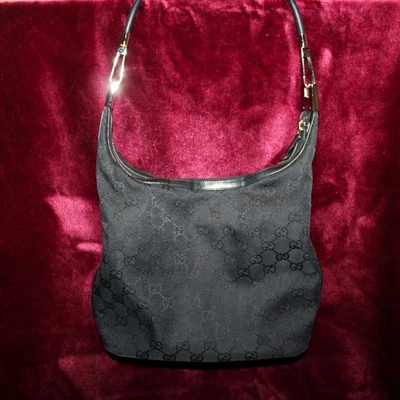VINTAGE Gucci by Tom Ford Slinky Black Monogram Hobo Y2K  - Image 1 of 4