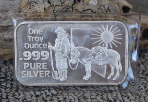 Vintage The Silver State Miner 1 Oz Fine Silver Bar Nevada Coin Mart - Picture 1 of 2